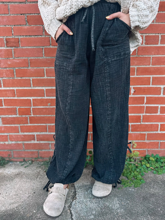 Try Something New Gauze Black Linen Pants