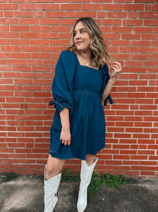 According To Plan Denim Mini Dress