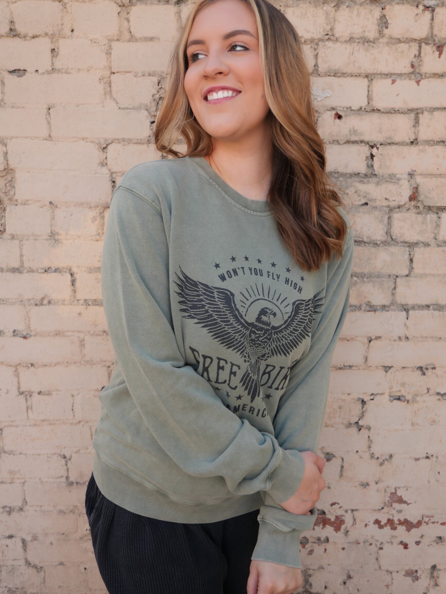 Free Bird Olive Vintage Sweatshirt