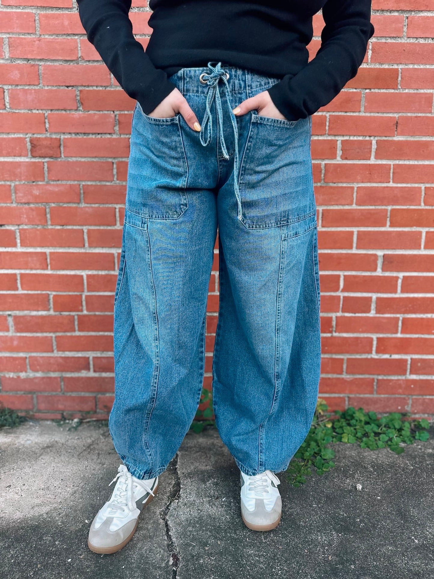 Whenever Possible Medium Wash Denim Barrel Pants