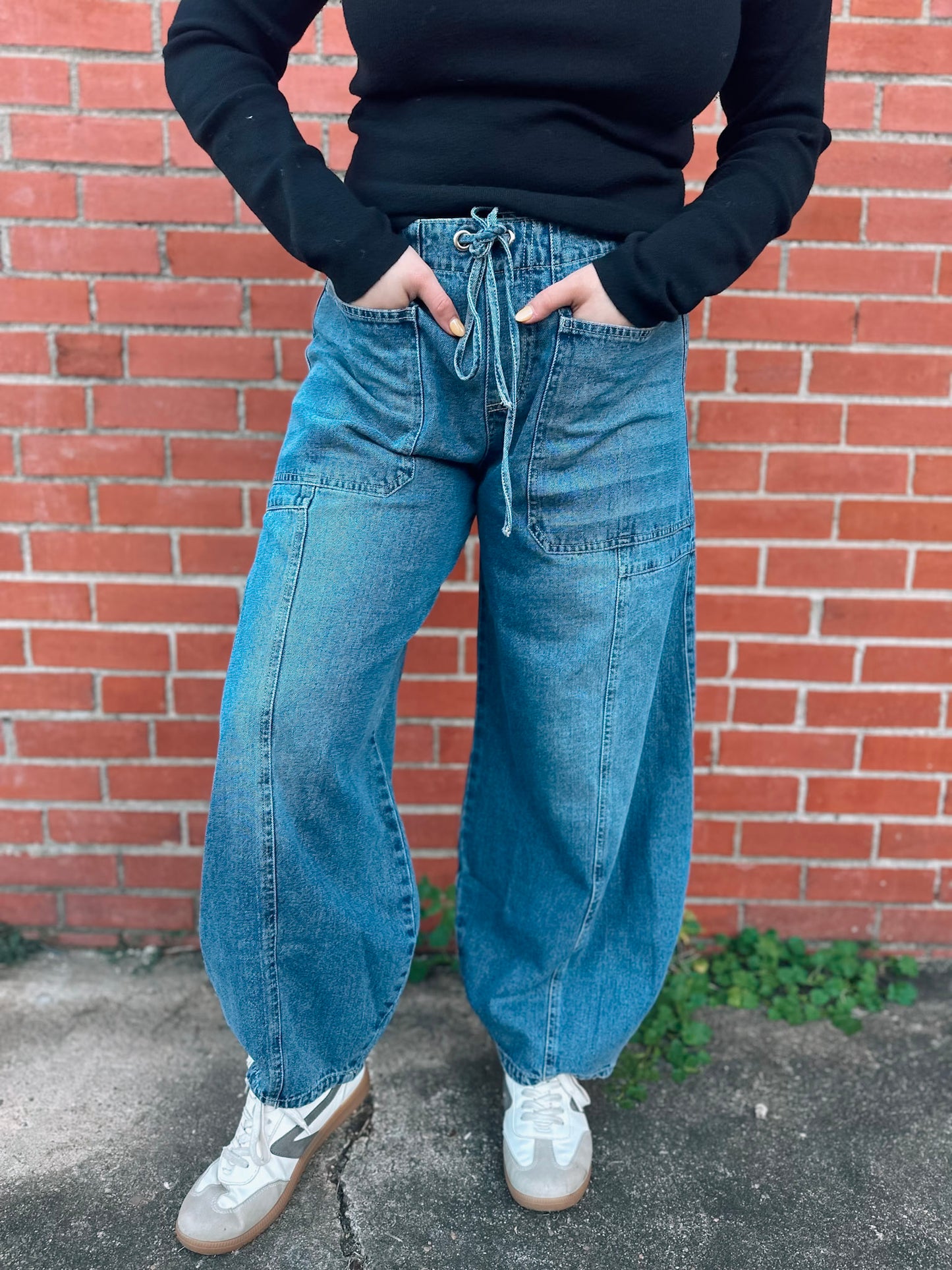 Whenever Possible Medium Wash Denim Barrel Pants