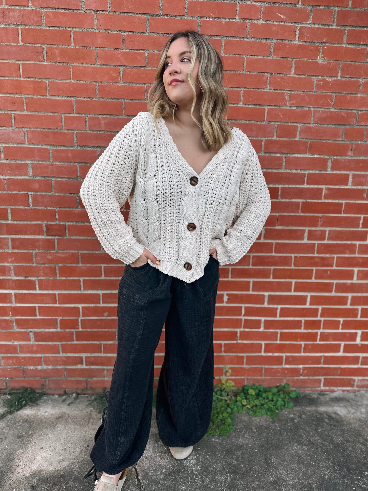 Inclined To Care Ivory Cable Knit Cardigan