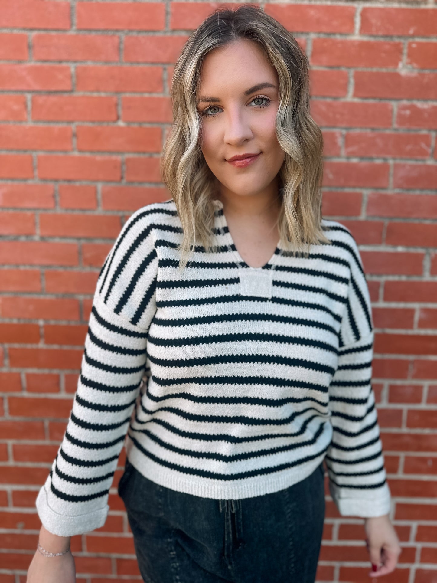 Precious Life Black Striped Sweater