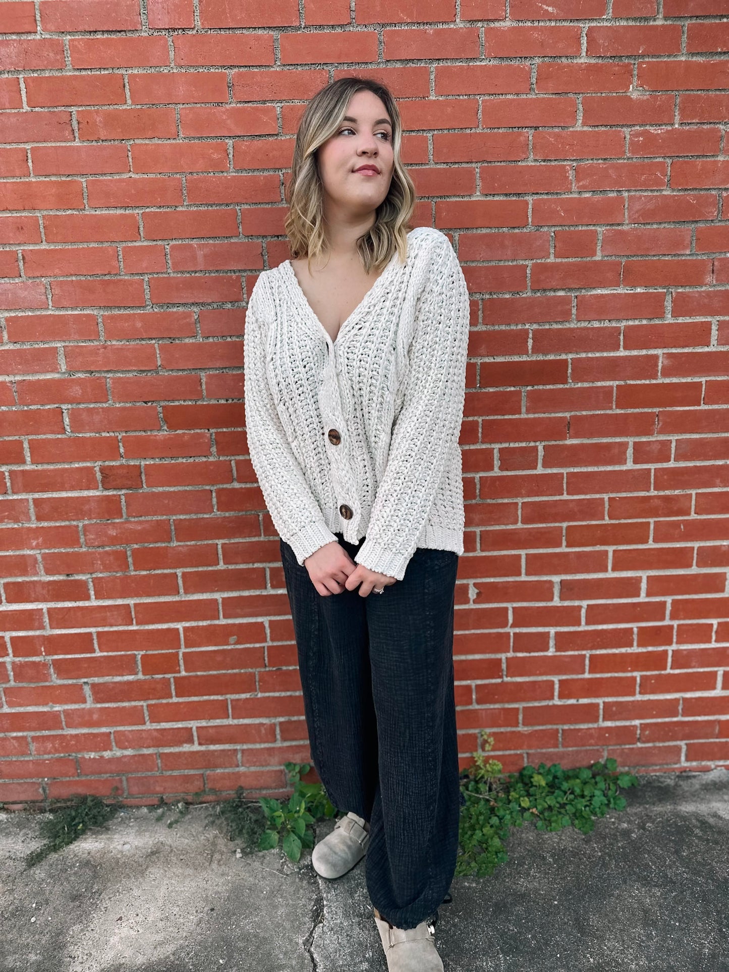 Inclined To Care Ivory Cable Knit Cardigan