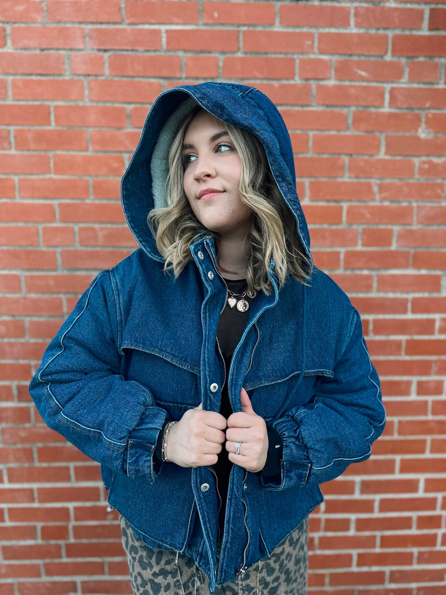 Happier Than Ever Denim Sherpa Jacket