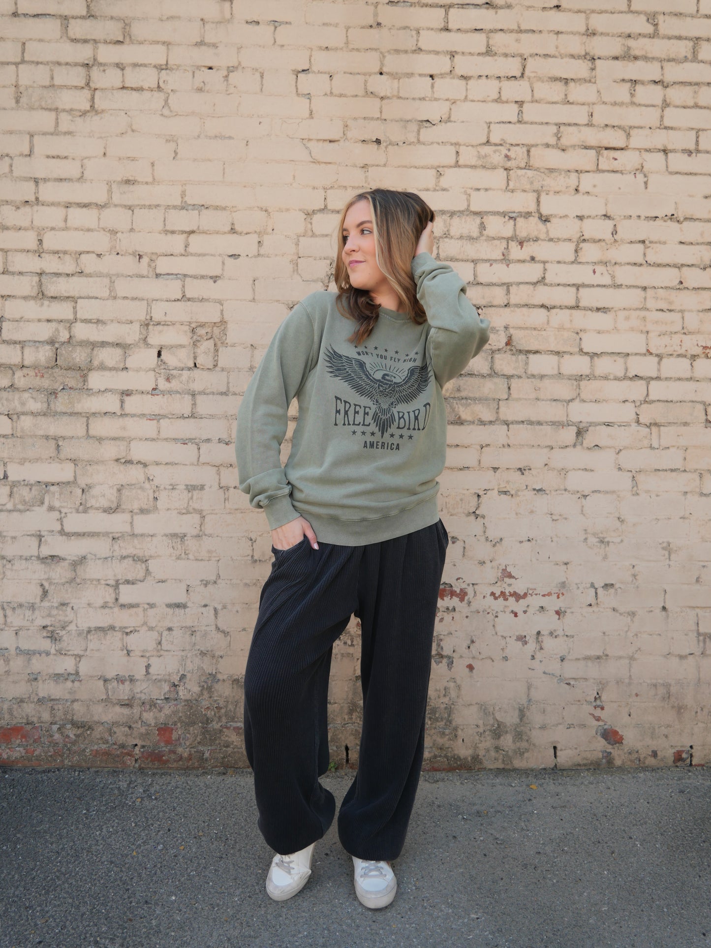 Free Bird Olive Vintage Sweatshirt