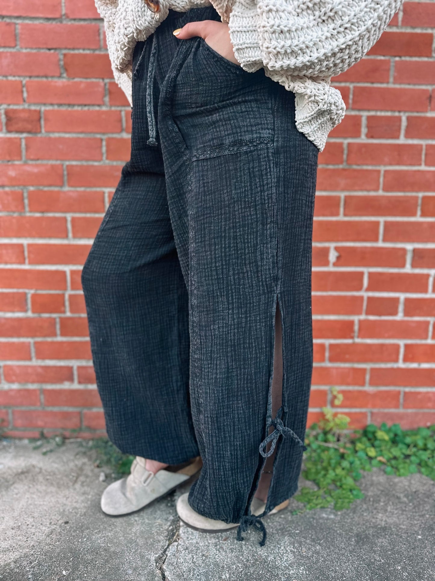 Try Something New Gauze Black Linen Pants