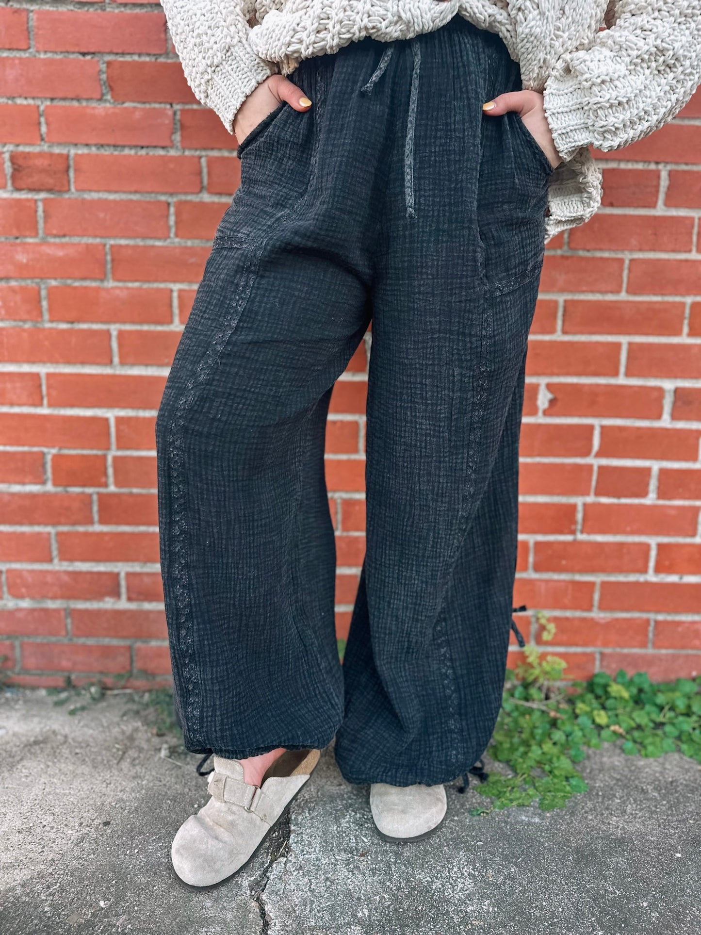 Try Something New Gauze Black Linen Pants