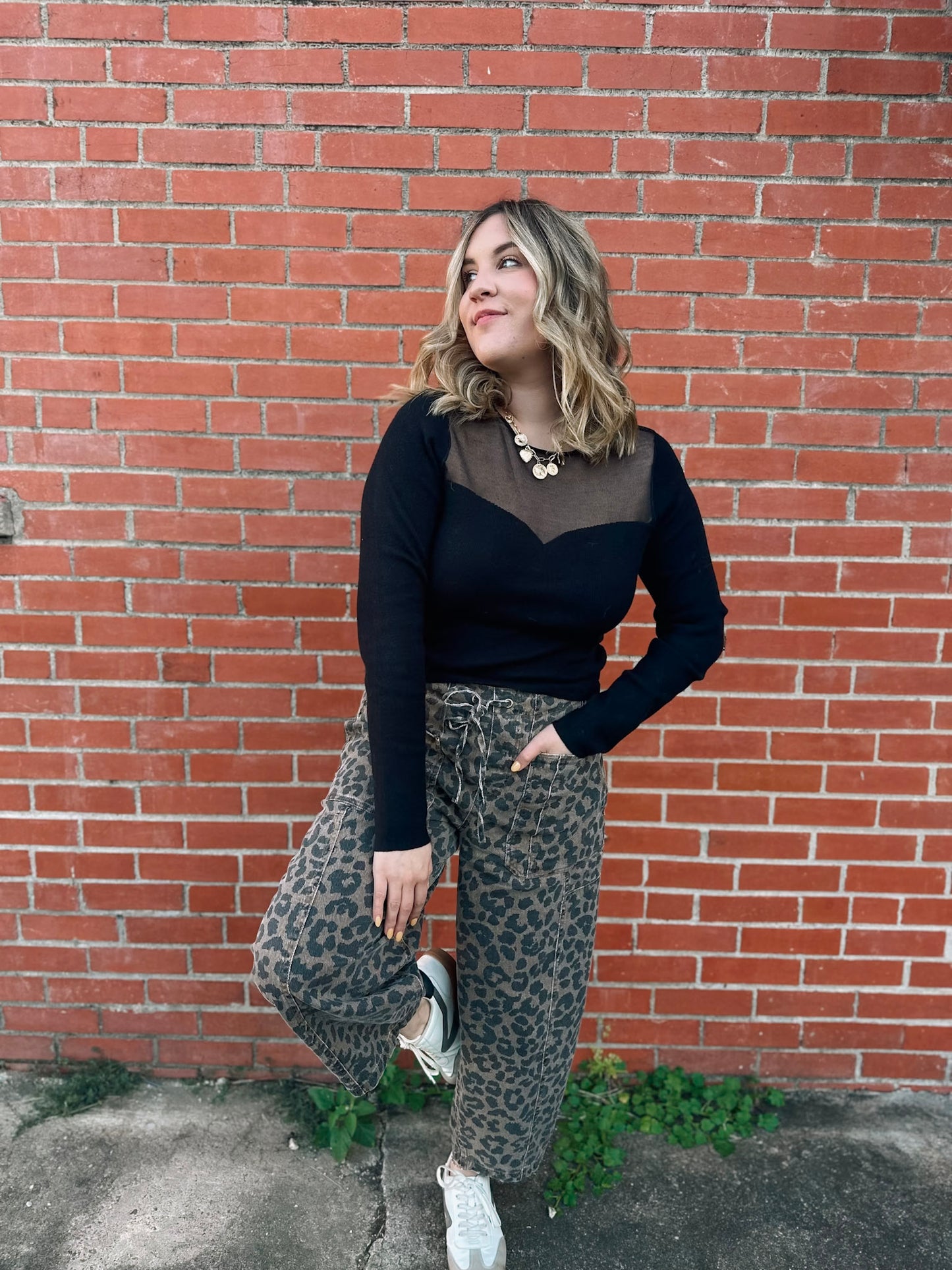 Whenever Possible Leopard Barrel Denim Pants