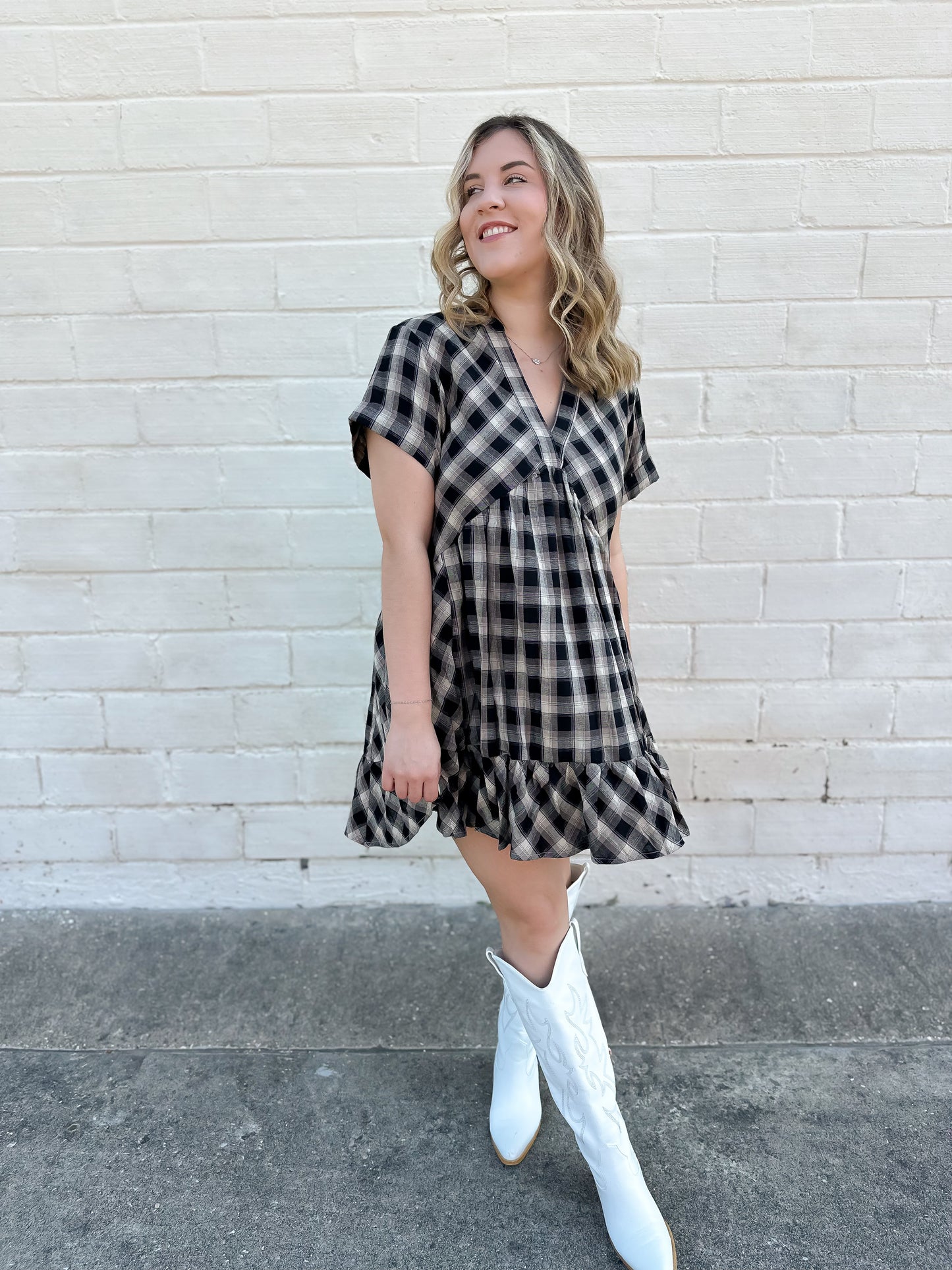 In Our Hearts Plaid Mini Dress