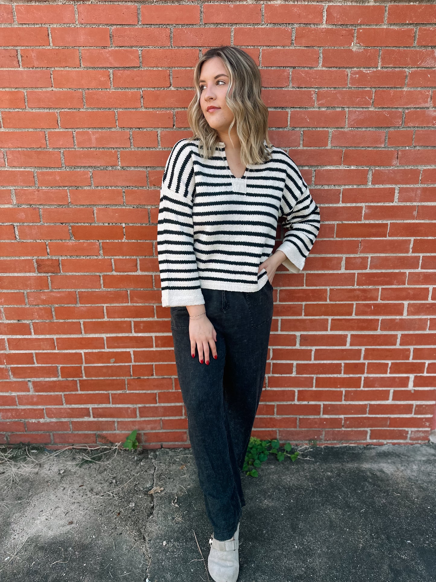 Precious Life Black Striped Sweater