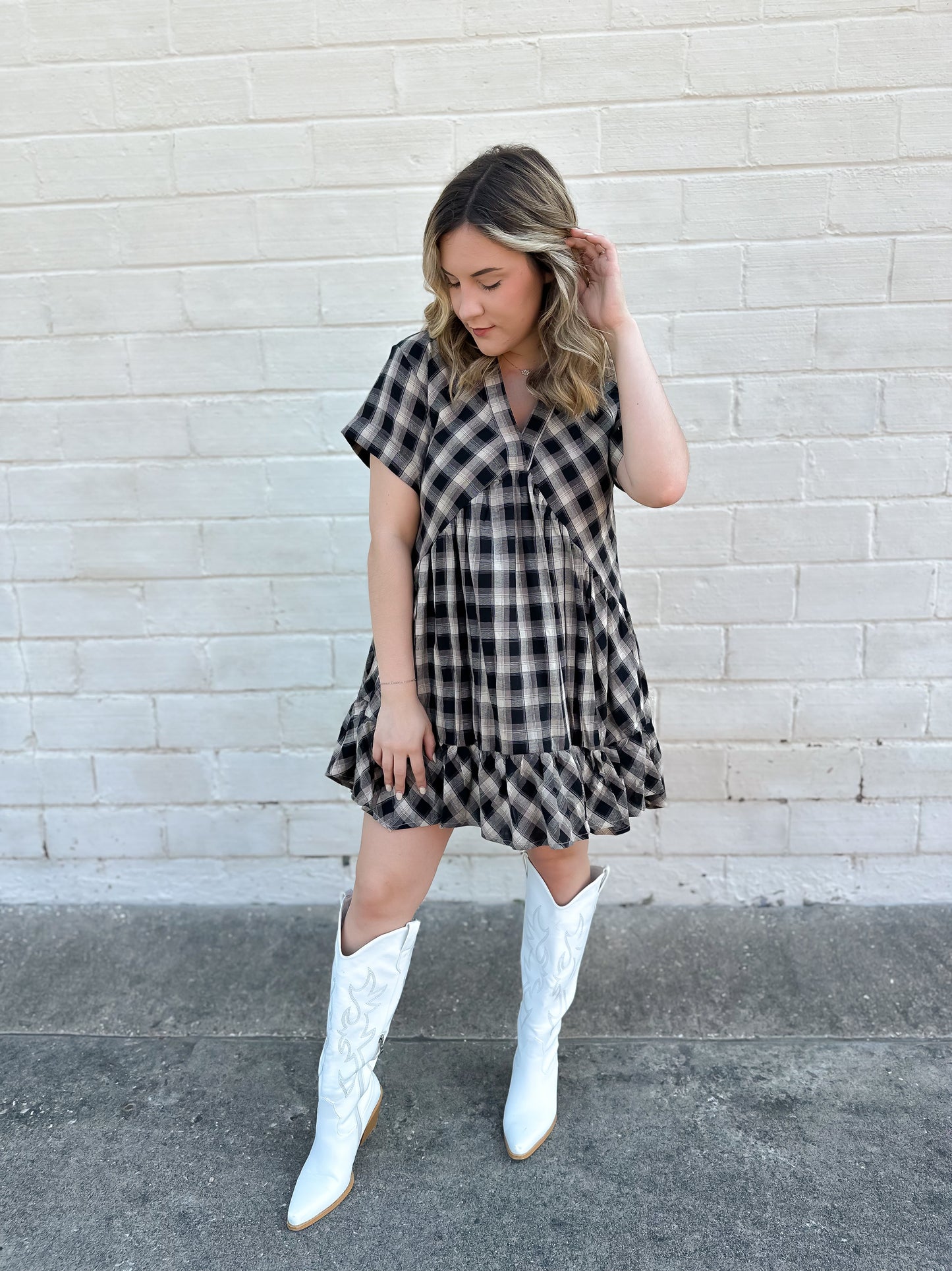 In Our Hearts Plaid Mini Dress