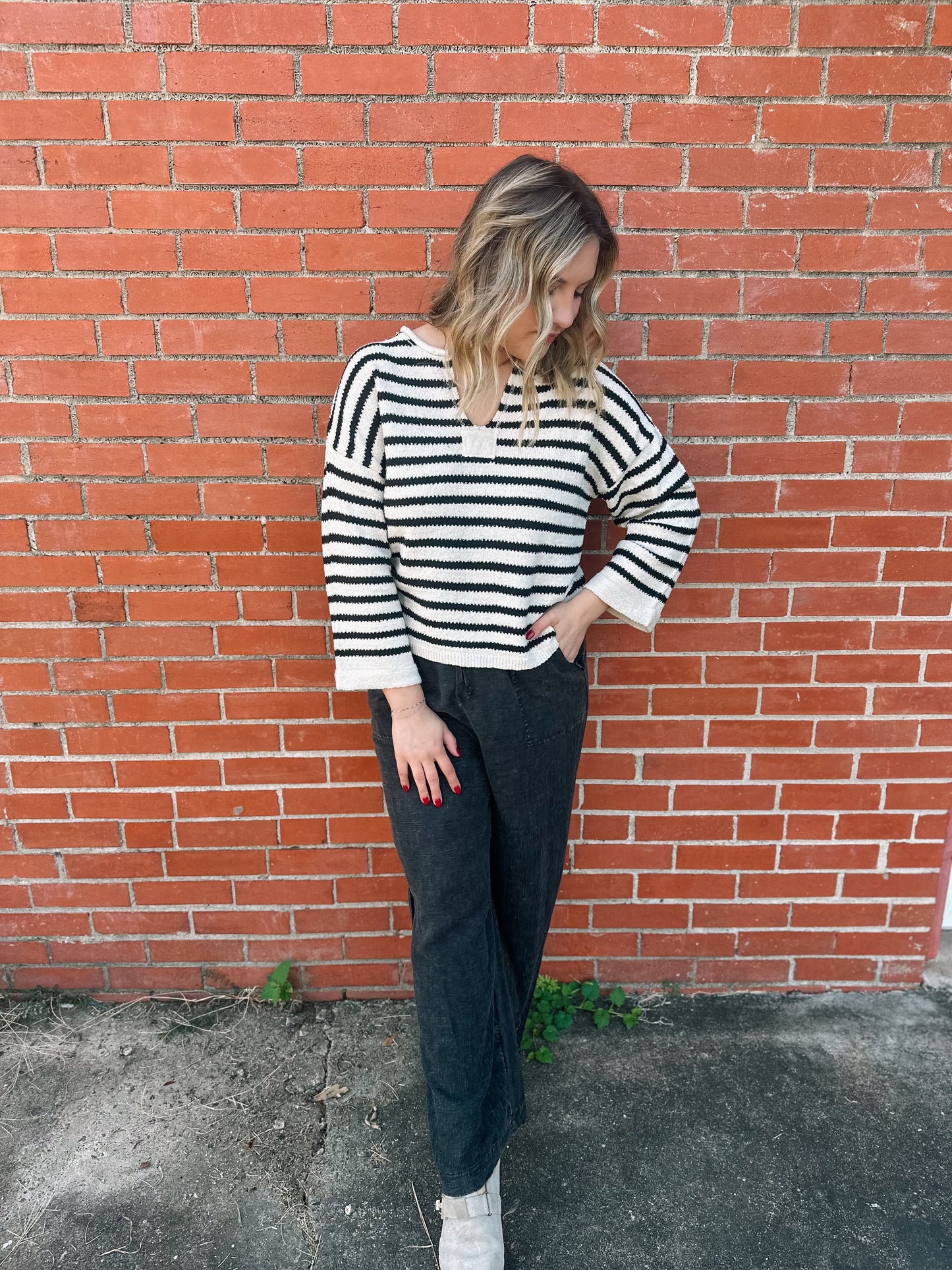 Precious Life Black Striped Sweater