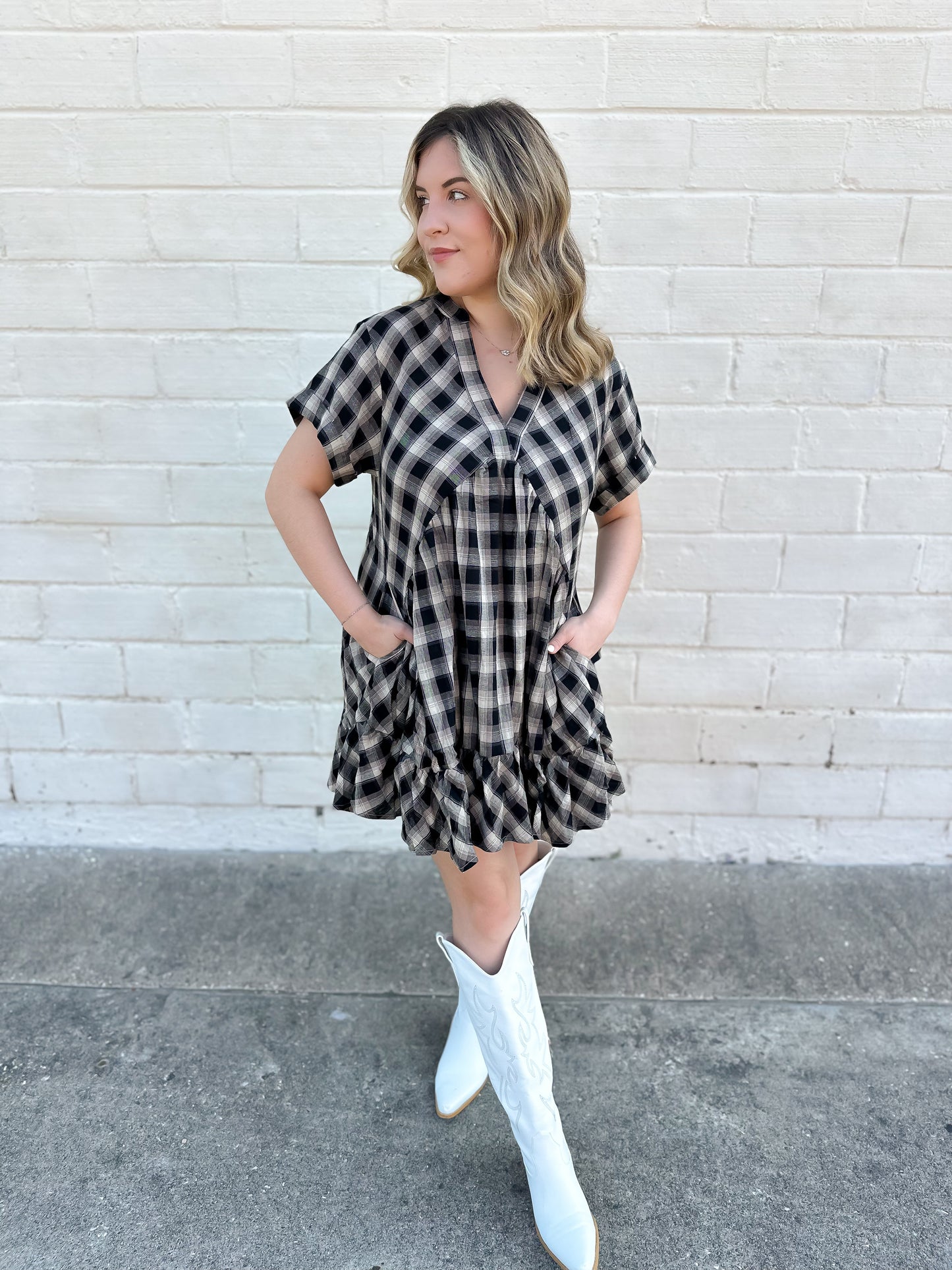 In Our Hearts Plaid Mini Dress