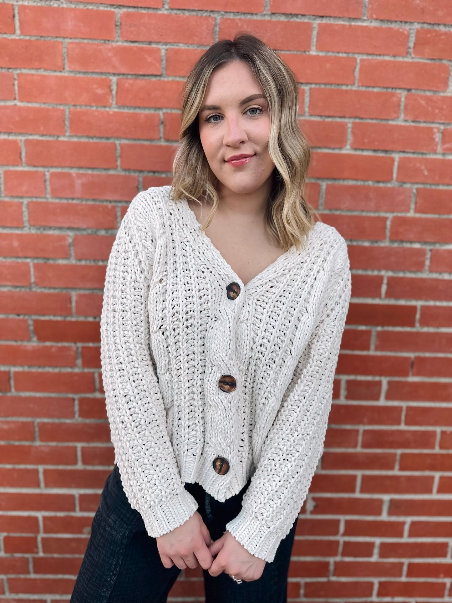 Inclined To Care Ivory Cable Knit Cardigan