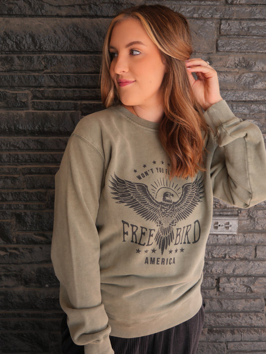 Free Bird Olive Vintage Sweatshirt