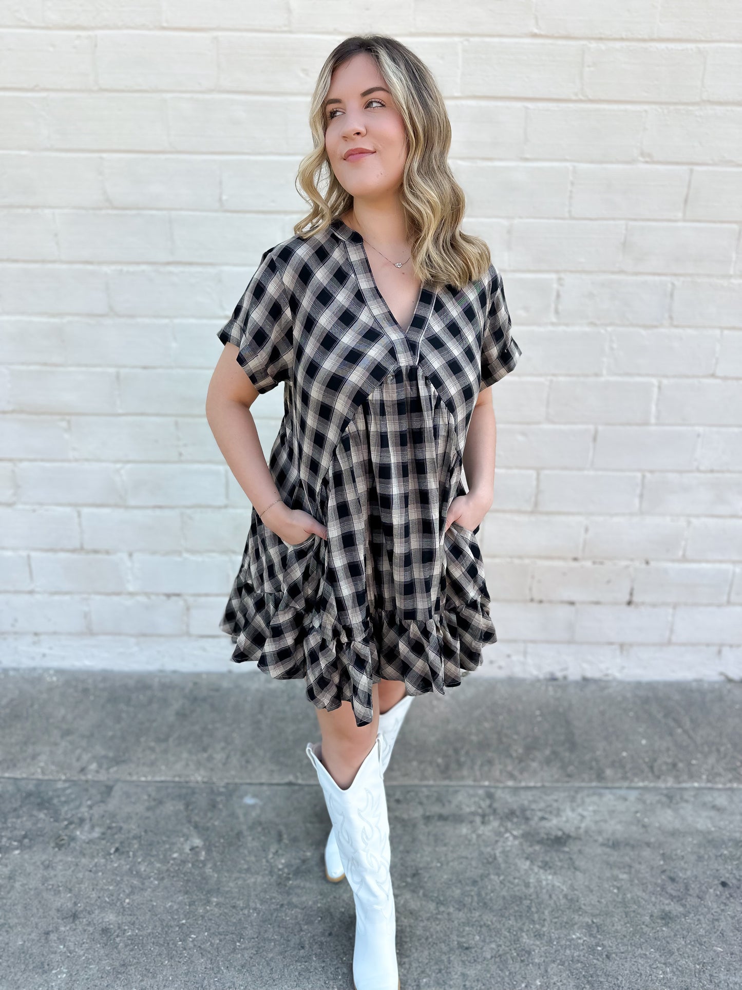 In Our Hearts Plaid Mini Dress