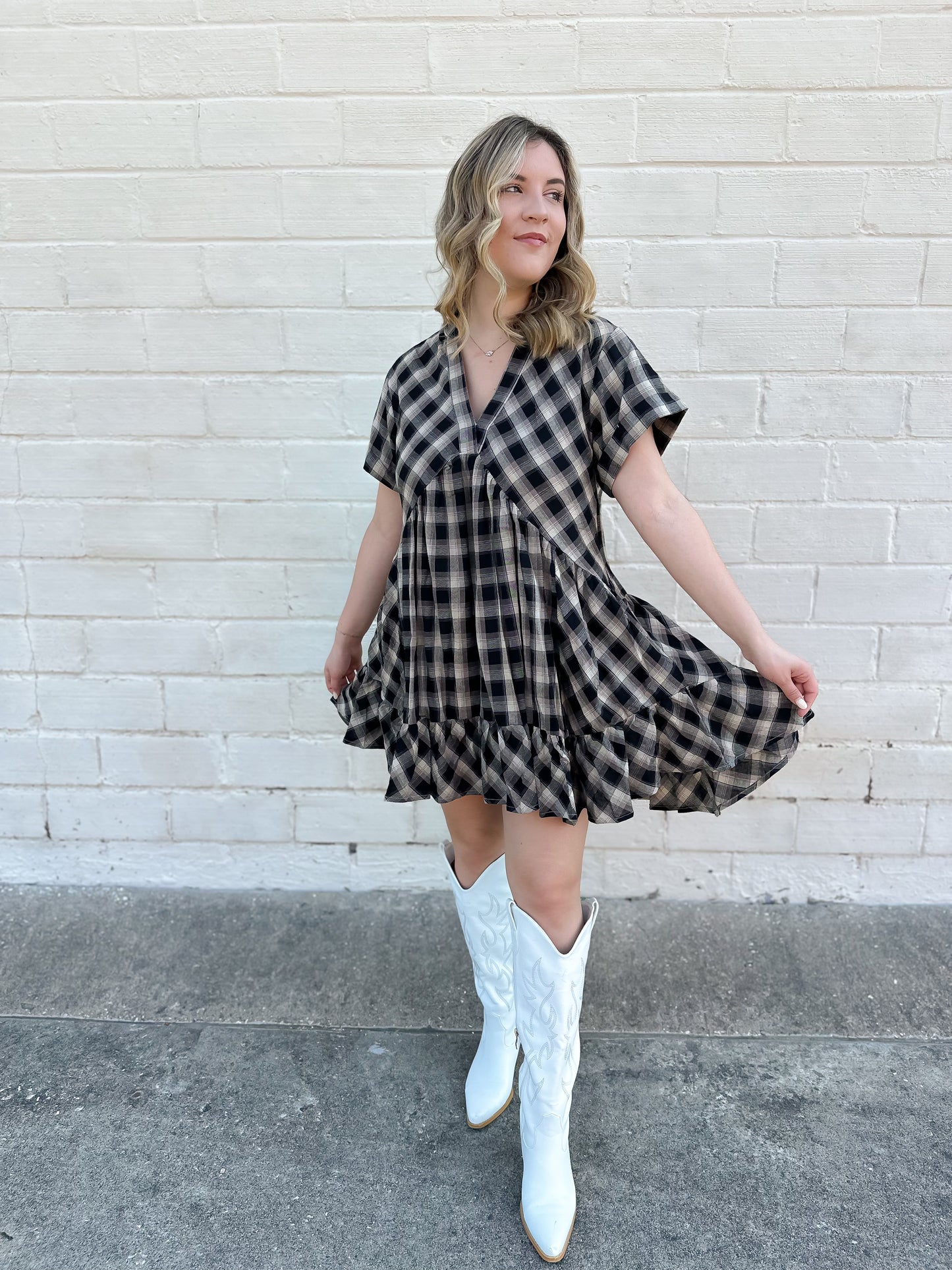 In Our Hearts Plaid Mini Dress