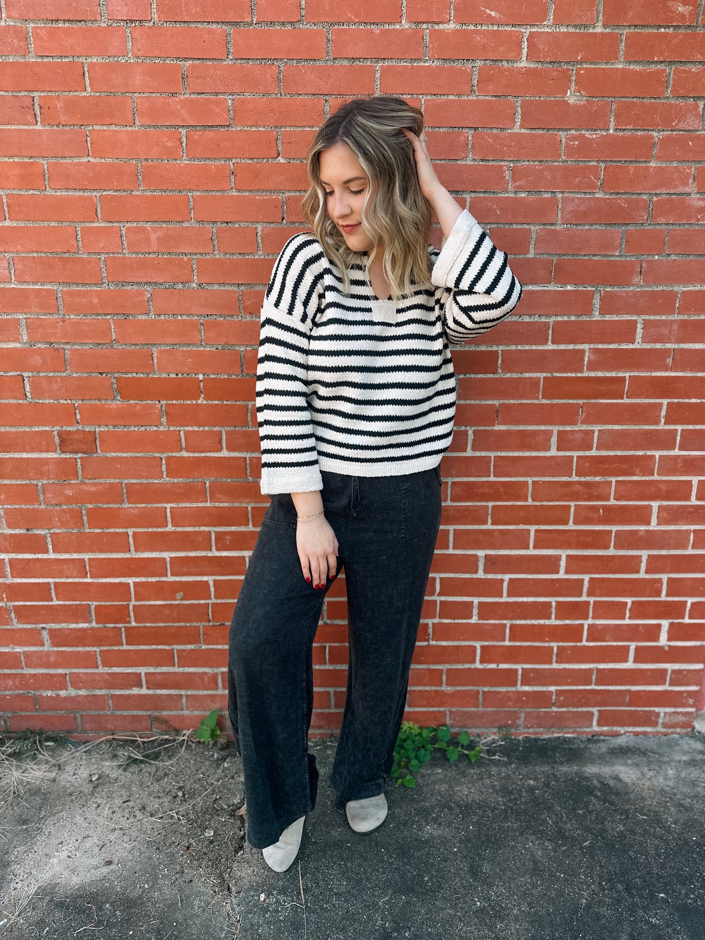 Precious Life Black Striped Sweater