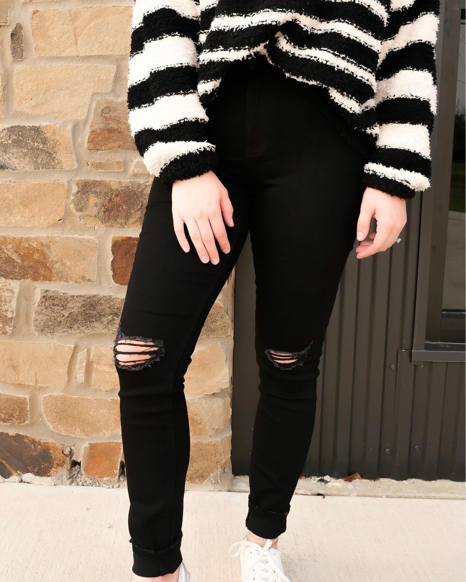 Peyton High Rise Black Distressed Denim Jeans – Harvill House Boutique