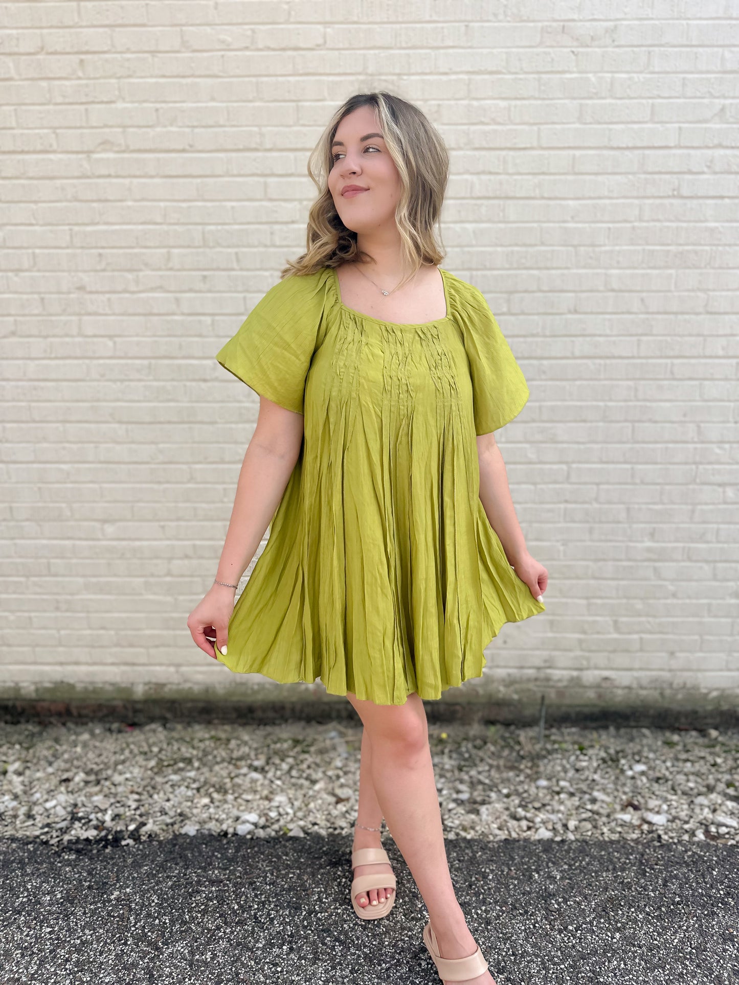 Sweetest Devotion Kiwi Mini Pleated Dress