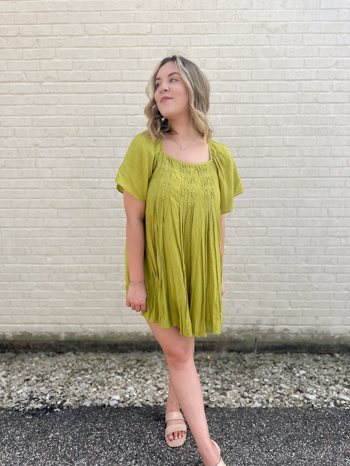 Sweetest Devotion Kiwi Mini Pleated Dress