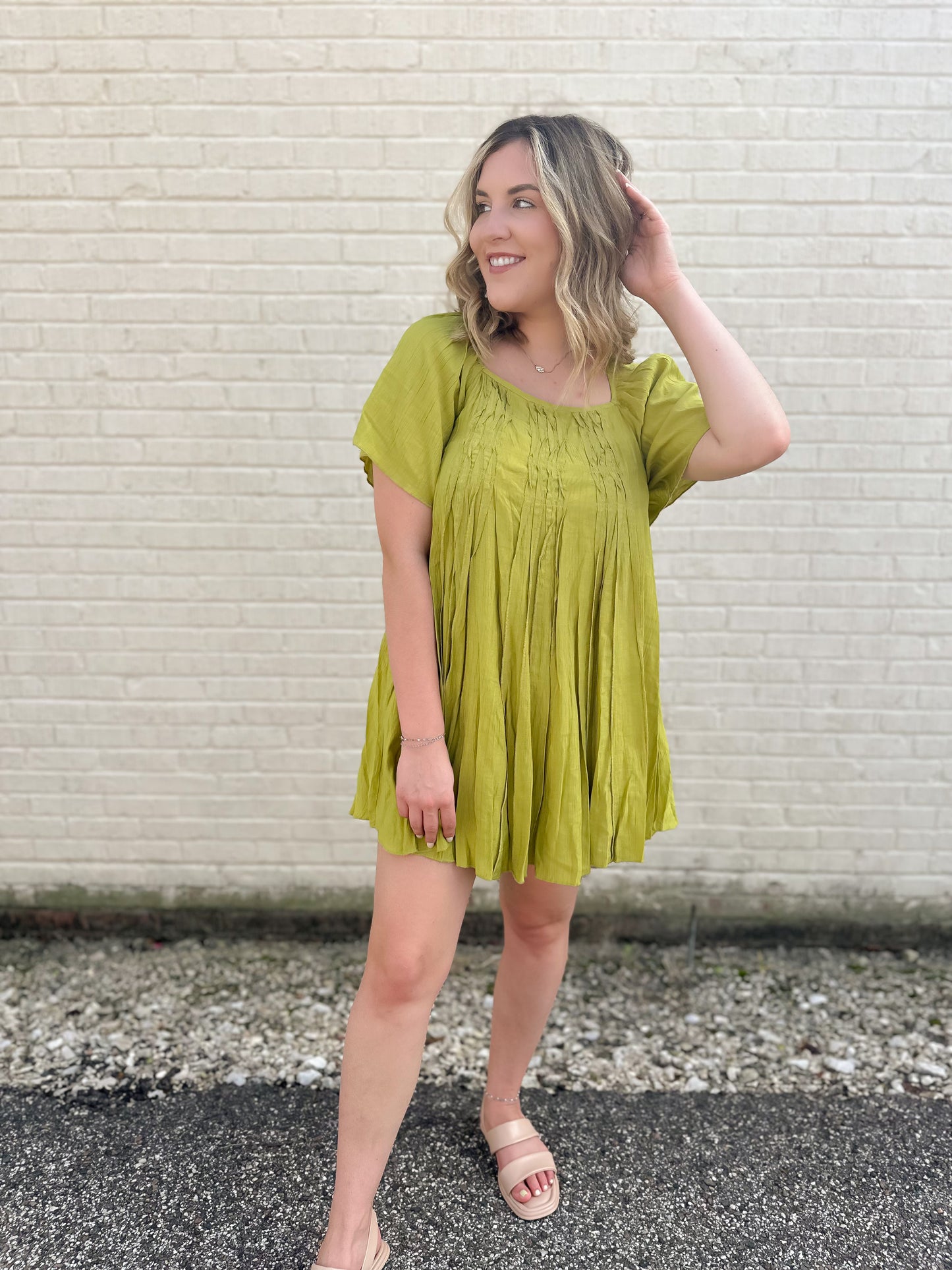 Sweetest Devotion Kiwi Mini Pleated Dress