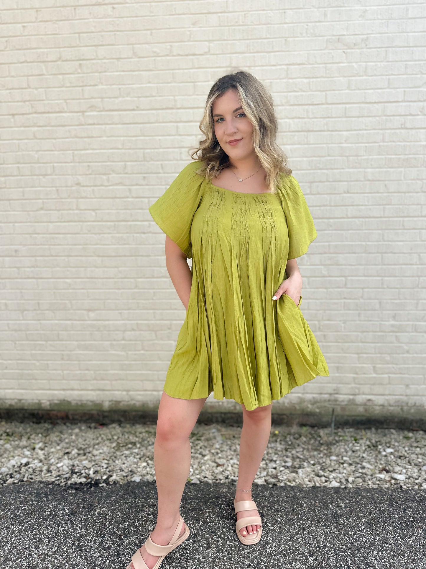 Sweetest Devotion Kiwi Mini Pleated Dress