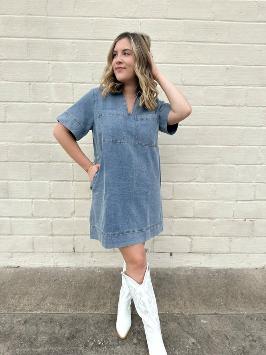 Find The Time Denim Mini Dress