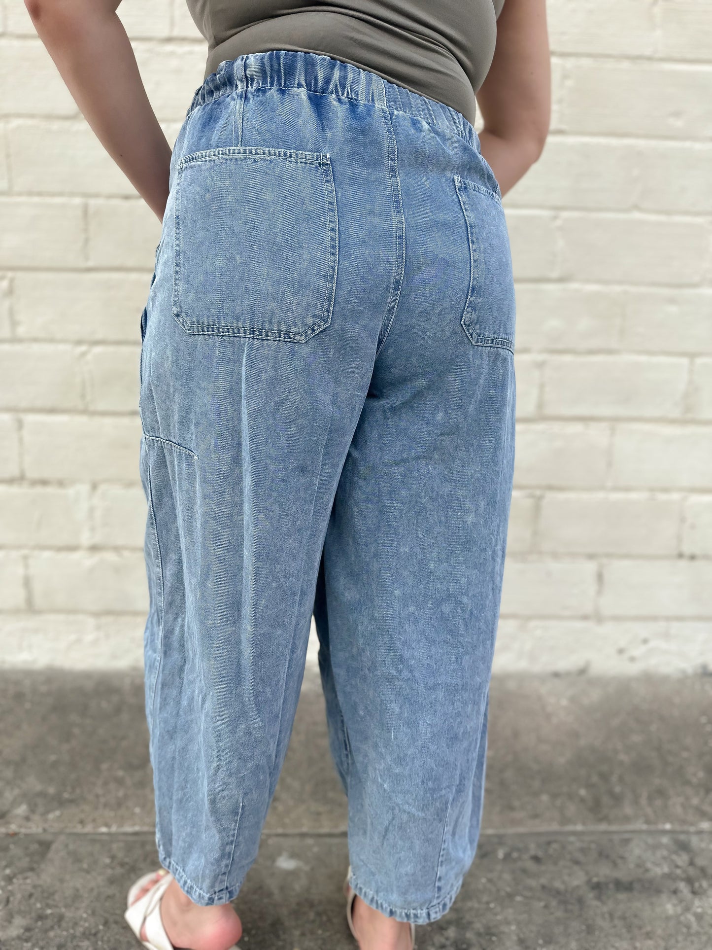 Whenever Possible Light Wash Denim Barrel Pants