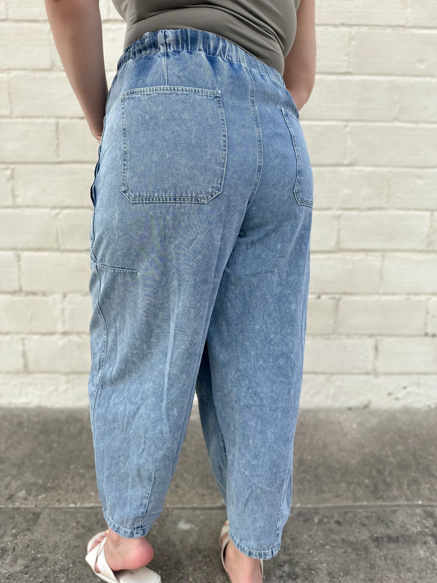 Whenever Possible Light Wash Denim Barrel Pants