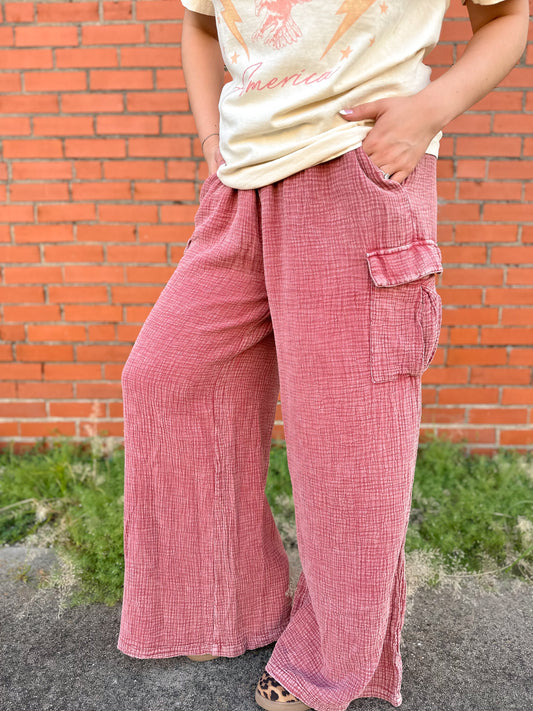 Bring Me Joy Gauze Lounge Cargo Pants