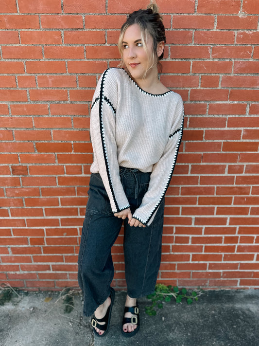 Thinking About You Contrast Stitch Sweater