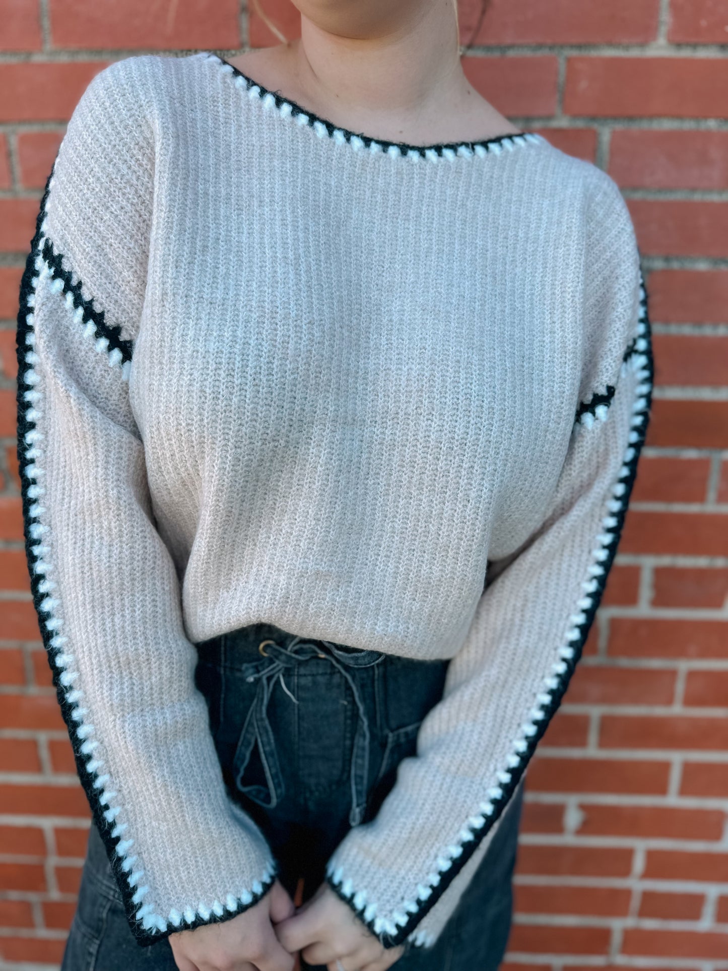 Thinking About You Contrast Stitch Sweater