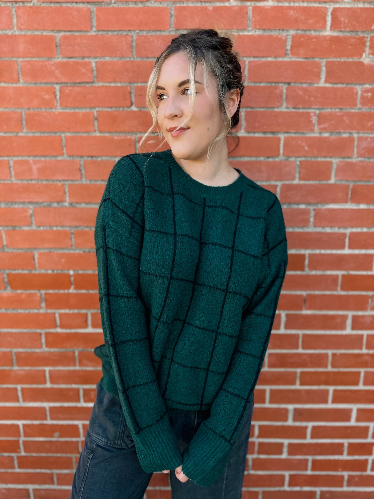 Give Your Best Forest Grid Sweater