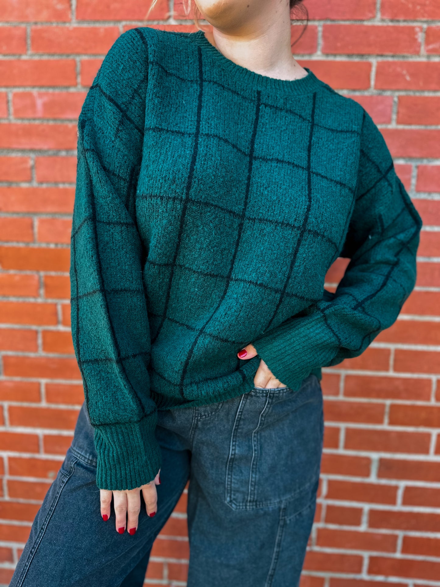 Give Your Best Forest Grid Sweater