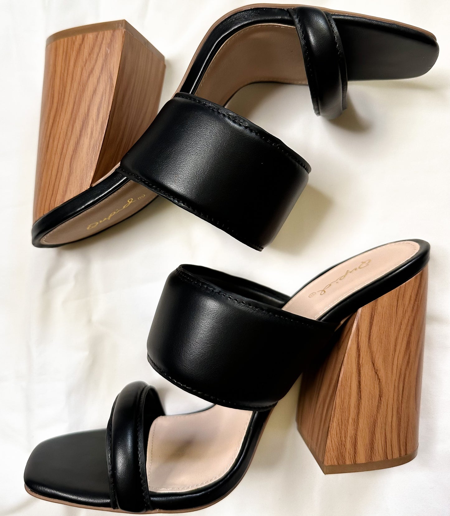 Louis Black Chunky Block Heel